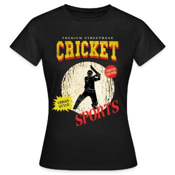 Cricket Cricketer Batsman Sport Vintage - Women's T-Shirt - black - Front - AI Model Female 172 dark (172cm)