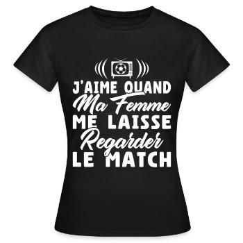 J'aime ma femme / Humour Mari - T-shirt Femme - noir - Devant - AI Model Female 172 dark (172cm)