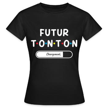 Homme Annonce Grossesse Tonton Futur Tonton - T-shirt Femme - noir - Devant - AI Model Female 172 dark (172cm)