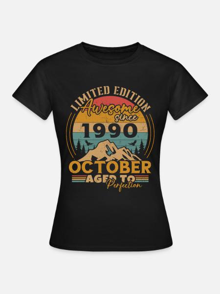 Original Oktober 1990 Jahrgang Jubiläum 1990 - Frauen T-Shirt - Schwarz