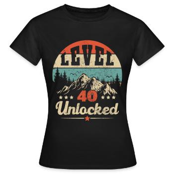 Level 40 freigeschaltet / Spieler zum 40-jährigen Jubiläum - Frauen T-Shirt - Schwarz - Vorne - AI Model Female 172 dark (172cm)
