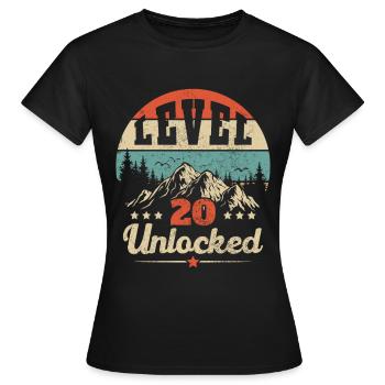 Level 20 freigeschaltet - Frauen T-Shirt - Schwarz - Vorne - AI Model Female 172 dark (172cm)