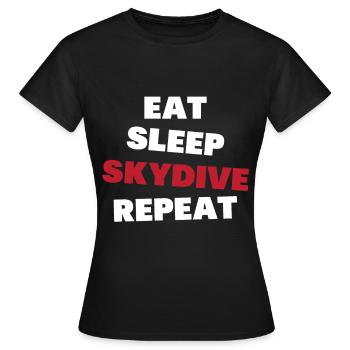 Manger, dormir, sauter en parachute, répéter - T-shirt Femme - noir - Devant - AI Model Female 172 dark (172cm)