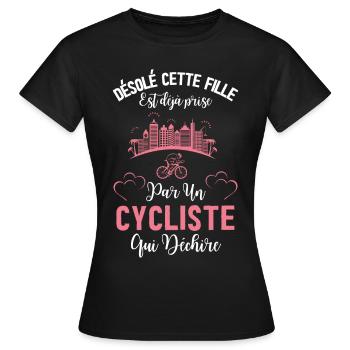 Fille prise par un cycliste qui déchire 2 - T-shirt Femme - noir - Devant - AI Model Female 172 dark (172cm)