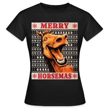 Horse Christmas Funny Funny Xmas Christmassy - Women's T-Shirt - black - Front - AI Model Female 172 dark (172cm)