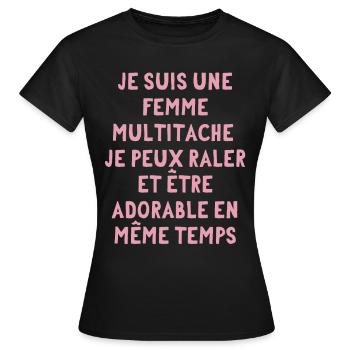 je suis une femme multitache - T-shirt Femme - noir - Devant - AI Model Female 172 dark (172cm)