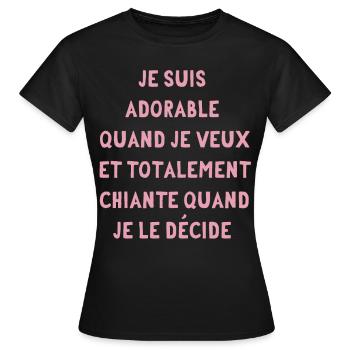 je suis adorable quand je veux - T-shirt Femme - noir - Devant - AI Model Female 172 dark (172cm)