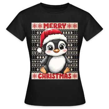 Penguin Christmas Cute Cute Christmassy - Women's T-Shirt - black - Front - AI Model Female 172 dark (172cm)