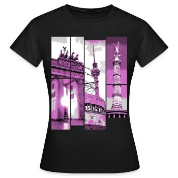 Berlin Skyline City Allemagne Collage Vintage - T-shirt Femme - noir - Devant - AI Model Female 172 dark (172cm)
