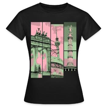 Berlin Skyline City Allemagne Collage Vintage - T-shirt Femme - noir - Devant - AI Model Female 172 dark (172cm)