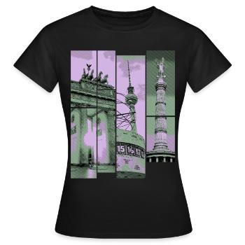 Berlin Skyline City Allemagne Collage Vintage - T-shirt Femme - noir - Devant - AI Model Female 172 dark (172cm)