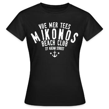Abschläge mit Meerblick Mikonos Beach Club - Frauen T-Shirt - Schwarz - Vorne - AI Model Female 172 dark (172cm)