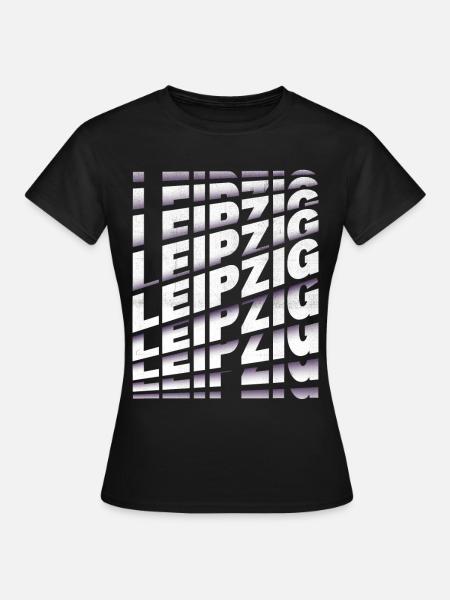 Leipzig Deutschland Stadt Schrift Skyline Heimat - Frauen T-Shirt - Schwarz