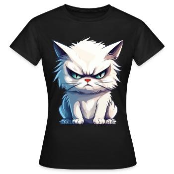 cat grumpy grumpy grumpy meow funny - Women's T-Shirt - black - Front - AI Model Female 172 dark (172cm)