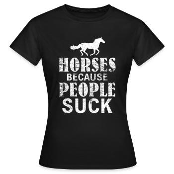 chevaux - T-shirt Femme - noir - Devant - AI Model Female 172 dark (172cm)