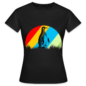 Penguin retro animal bird gift - Women's T-Shirt - black - Front - AI Model Female 172 dark (172cm)