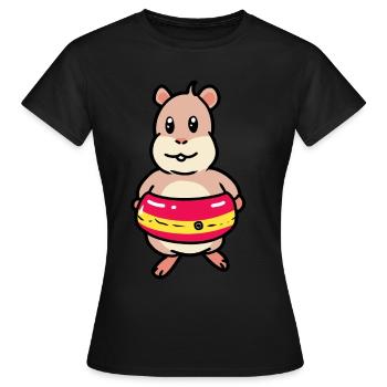 Baignade baignade hamster rongeur anneau de natation enfant - T-shirt Femme - noir - Devant - AI Model Female 172 dark (172cm)
