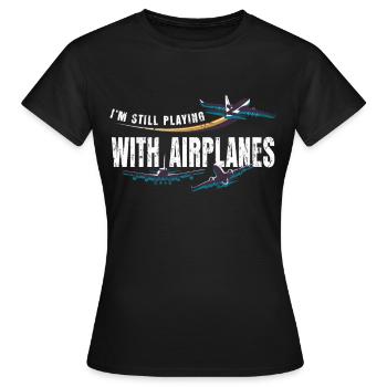 Flugzeug Pilot - Frauen T-Shirt - Schwarz - Vorne - AI Model Female 172 dark (172cm)