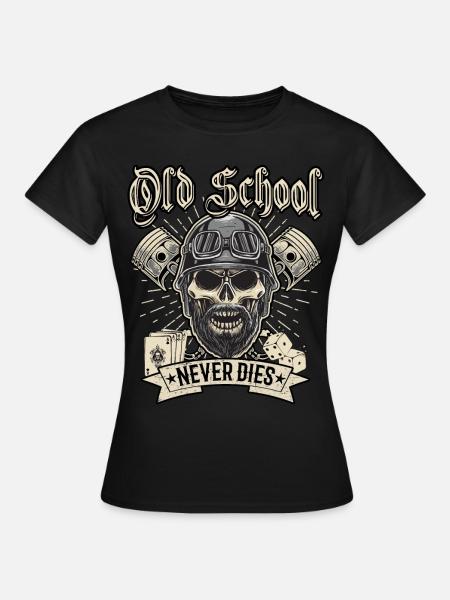 Old School Biker Chopper Motorradfahrer - Frauen T-Shirt - Schwarz