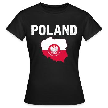 Pologne - T-shirt Femme - noir - Devant - AI Model Female 172 dark (172cm)