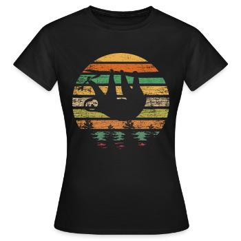 Retro Vintage Faultier - Frauen T-Shirt - Schwarz - Vorne - AI Model Female 172 dark (172cm)