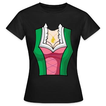 Tracht Dirndl mit Busen - Frauen T-Shirt - Schwarz - Vorne - AI Model Female 172 dark (172cm)