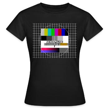 Test image broadcast break - Women's T-Shirt - black - Front - AI Model Female 172 dark (172cm)