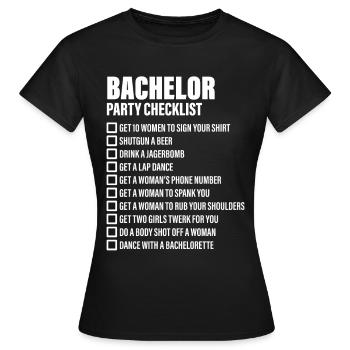 Bachelor Party Checklist - JGA - Women's T-Shirt - black - Front - AI Model Female 172 dark (172cm)