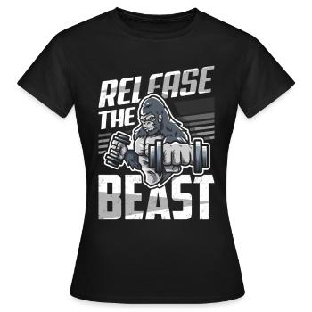 Bodybuilding Homme fort - T-shirt Femme - noir - Devant - AI Model Female 172 dark (172cm)