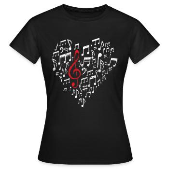Musik Herz - Frauen T-Shirt - Schwarz - Vorne - AI Model Female 172 dark (172cm)