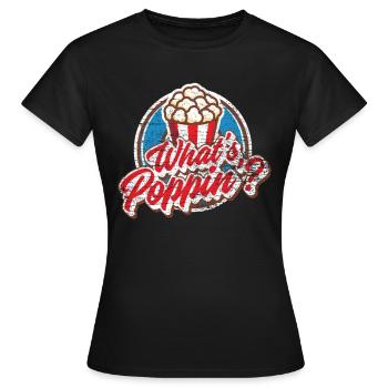 Popcorn Tüten - Frauen T-Shirt - Schwarz - Vorne - AI Model Female 172 dark (172cm)