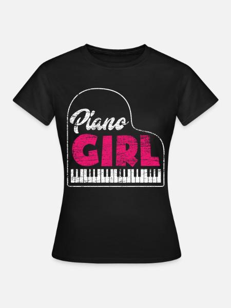 Piano Mädchen - Frauen T-Shirt - Schwarz