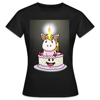 Cake Cake Candy Birthday Cake Candle - Women's T-Shirt - black - Front - AI Model Female 172 dark (172cm)