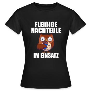 Fleißige Nachteule im Einsatz - Frauen T-Shirt - Schwarz - Vorne - AI Model Female 172 dark (172cm)