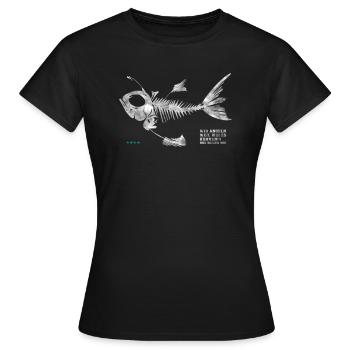 Tête de poisson en arête Meilleur pêcheur - T-shirt Femme - noir - Devant - AI Model Female 172 dark (172cm)