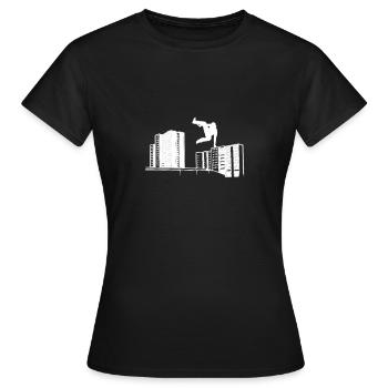 Parkourläufer Hochhäuser Hindernislauf Parkourlauf - Frauen T-Shirt - Schwarz - Vorne - AI Model Female 172 dark (172cm)