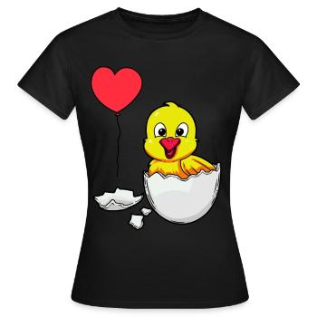 Coquille d’œuf Poussin Pâques Naissance Bébé Enfants Oeuf - T-shirt Femme - noir - Devant - AI Model Female 172 dark (172cm)