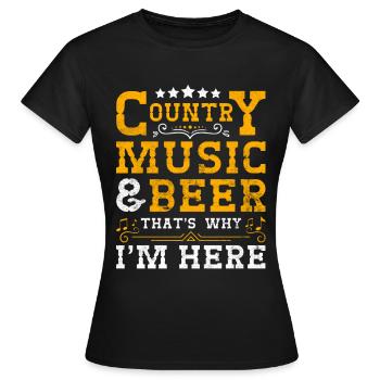 Country Musique Countrymusic Bière Idée cadeau - T-shirt Femme - noir - Devant - AI Model Female 172 dark (172cm)