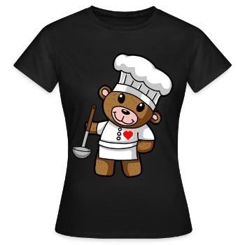 Teddybär Koch Kochmütze Kelle Suppen Küche - Frauen T-Shirt - Schwarz - Vorne - AI Model Female 172 dark (172cm)