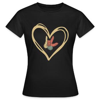 Sign Language Heart Sign - Women's T-Shirt - black - Front - AI Model Female 172 dark (172cm)