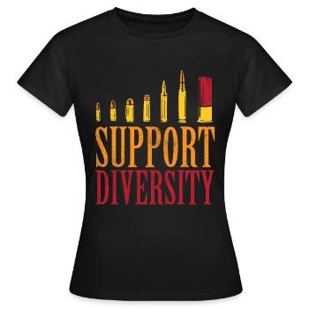 Support Diversity Bullet – Gun Lovers Funny Gun - Women's T-Shirt - black - Front - AI Model Female 172 dark (172cm)