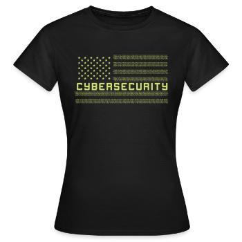 CYBERSECURITY Cybersecurity US Flag - Frauen T-Shirt - Schwarz - Vorne - AI Model Female 172 dark (172cm)