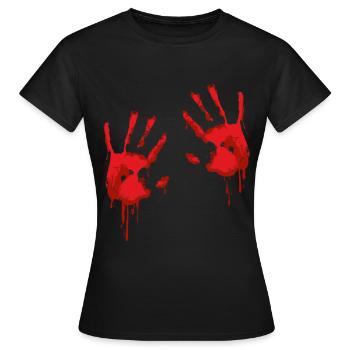 Blutige Hände Blutspritzer Zombie - Halloween - Frauen T-Shirt - Schwarz - Vorne - AI Model Female 172 dark (172cm)