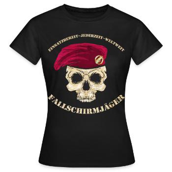 Prêt à l’action à tout moment Parachutistes dans le monde entier - T-shirt Femme - noir - Devant - AI Model Female 172 dark (172cm)