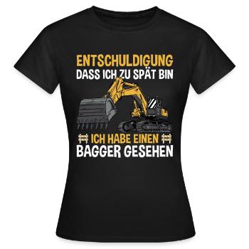 Ich Habe Einen Bagger Gesehen - Frauen T-Shirt - Schwarz - Vorne - AI Model Female 172 dark (172cm)