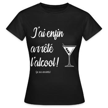 Annonce grossesse drole humour alcool apéro bébé - T-shirt Femme - noir - Devant - AI Model Female 172 dark (172cm)