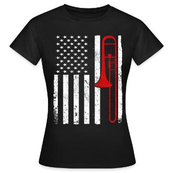 Trombone Musicien Brass Band - T-shirt Femme - noir - Devant - AI Model Female 172 dark (172cm)