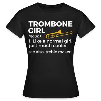 Trombone Musicien Brass Band - T-shirt Femme - noir - Devant - AI Model Female 172 dark (172cm)