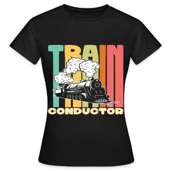 Train Conductor Eisenbahn Zug Modelleisenbahn - Frauen T-Shirt - Schwarz - Vorne - AI Model Female 172 dark (172cm)