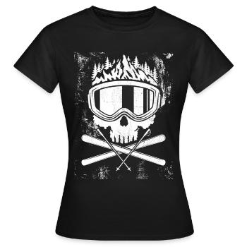 Crâne, ski, après-ski, sports d'hiver, vacances au ski - T-shirt Femme - noir - Devant - AI Model Female 172 dark (172cm)